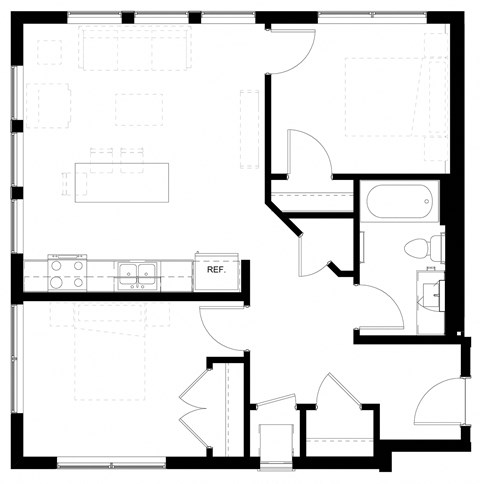 floor plan of the first floor of the home including the living room and dining room